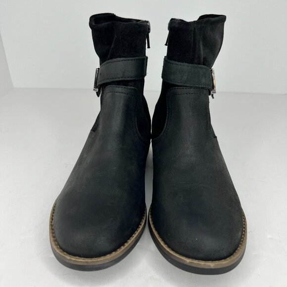 Clarks Womens 219238 Camzin Strap Black Leather Block Heels Size 6 M Booties - Picture 3 of 10